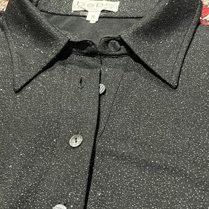 Bebe Women's Sparkly Black Short Sleeve M